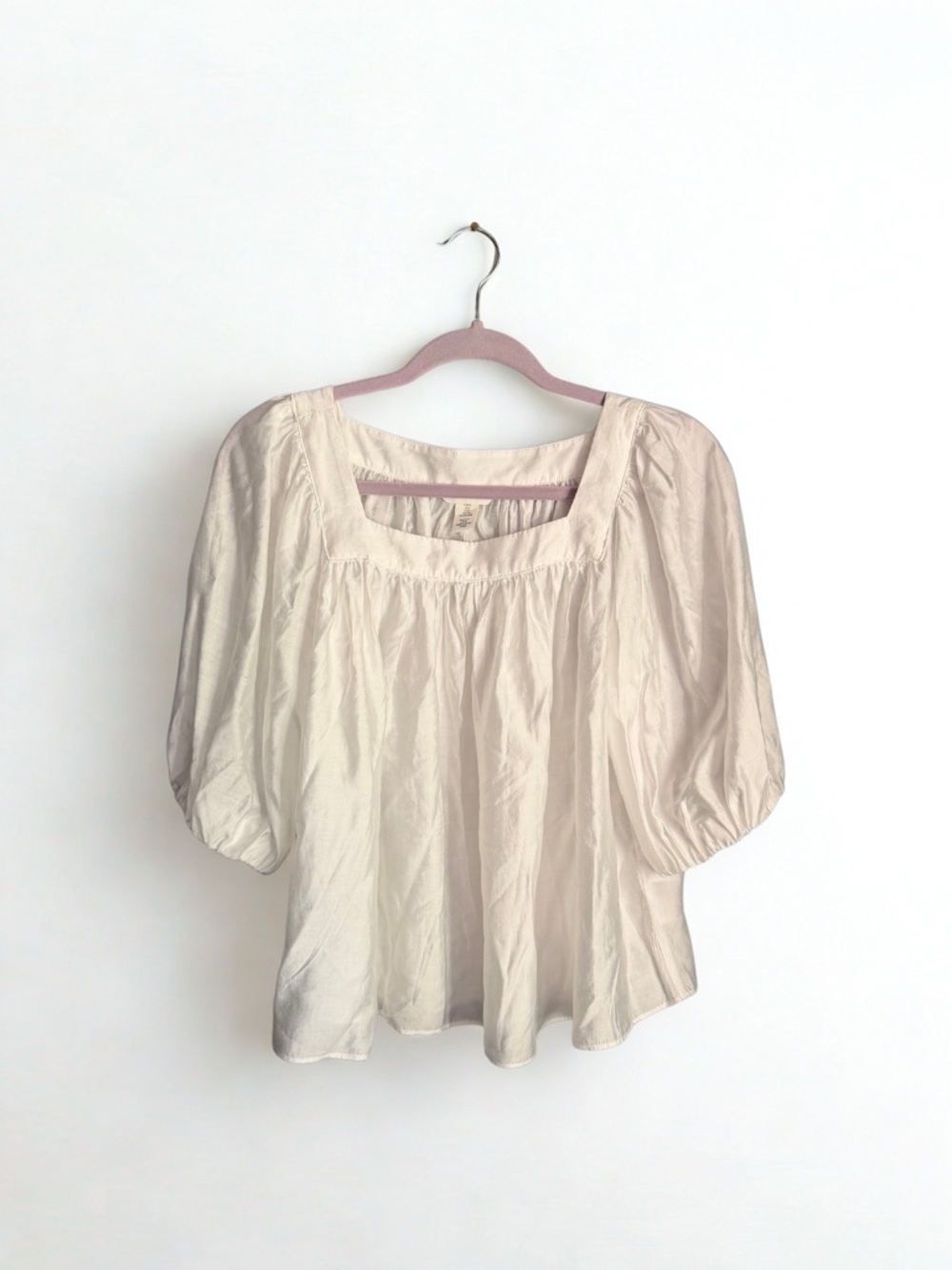 3/$40 Classic Square-Neck Puff Sleeve Top in White